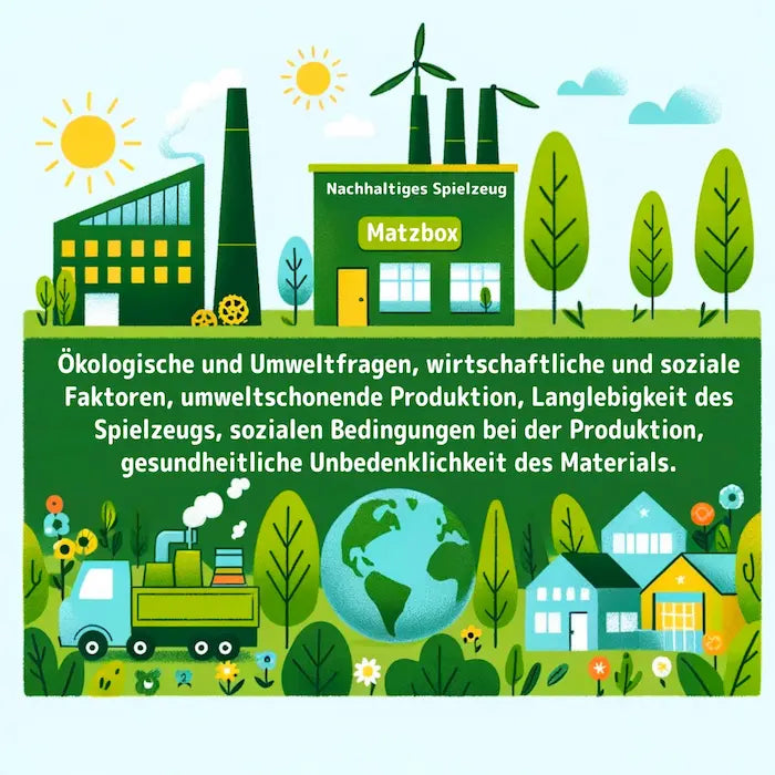 Bild_von AI erstellt mit Texten die die Bestandteile von nachhaltigen Produkten zeigt.