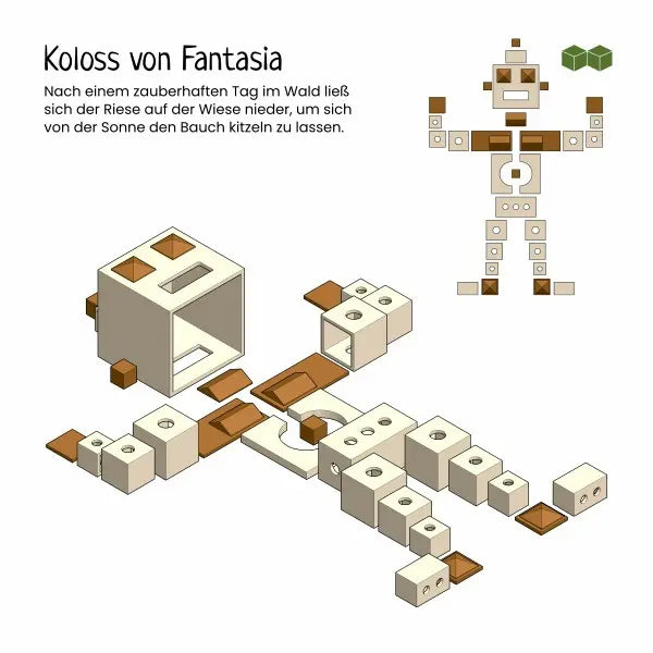 Foto einer Seite aus der Matzbox Baumustersammlung - Der Name ist Koloss von Fantasia - Schwierigkeitsgrad 2
