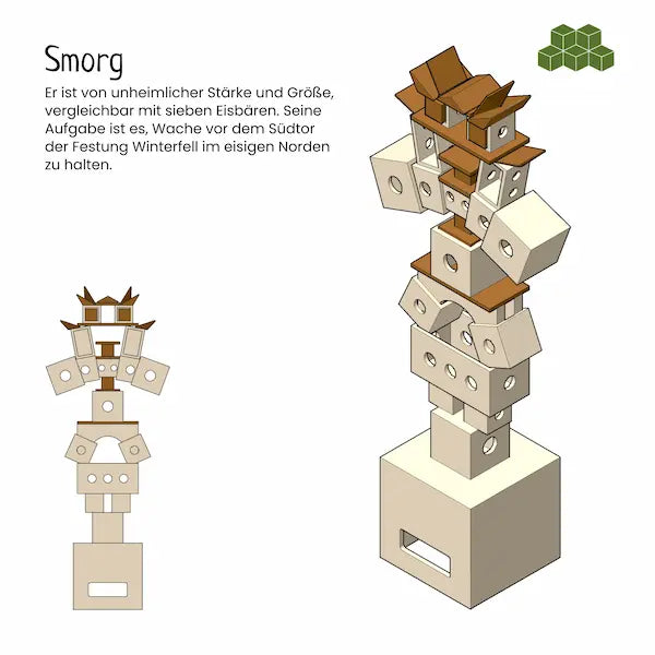 Foto einer Seite aus der Matzbox Baumustersammlung - Der Name ist Smorg - Schwierigkeitsgrad 5